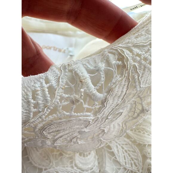 Self-Portrait Womens Off Shoulder Bridal Gown Size 2 Chiffon Lace White Wedding - Picture 13 of 16